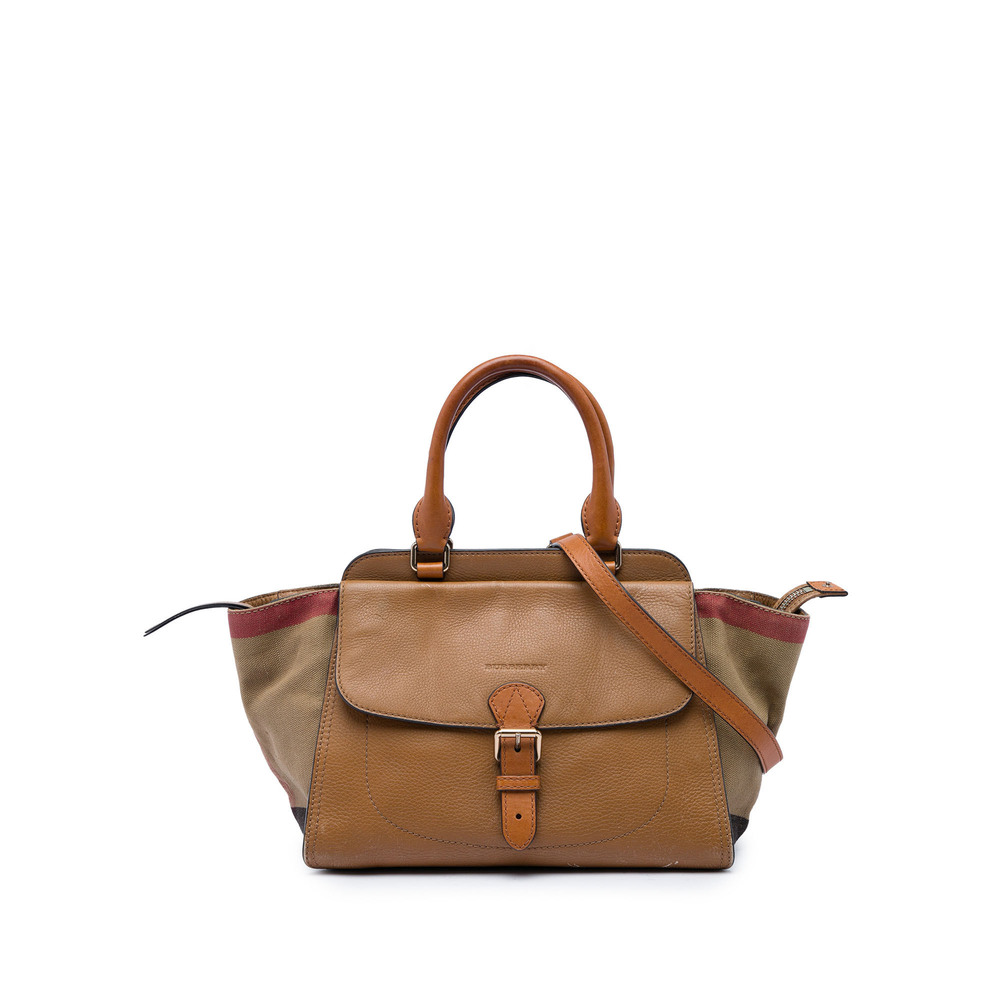 Pre-Loved Burberry Leather and House Check Canvas Harcourt Satchel